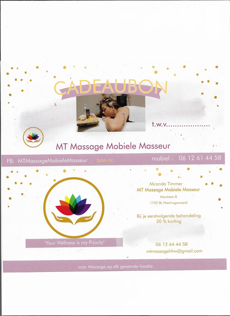 Cadeaubon MT Massage – geef een massage cadeau